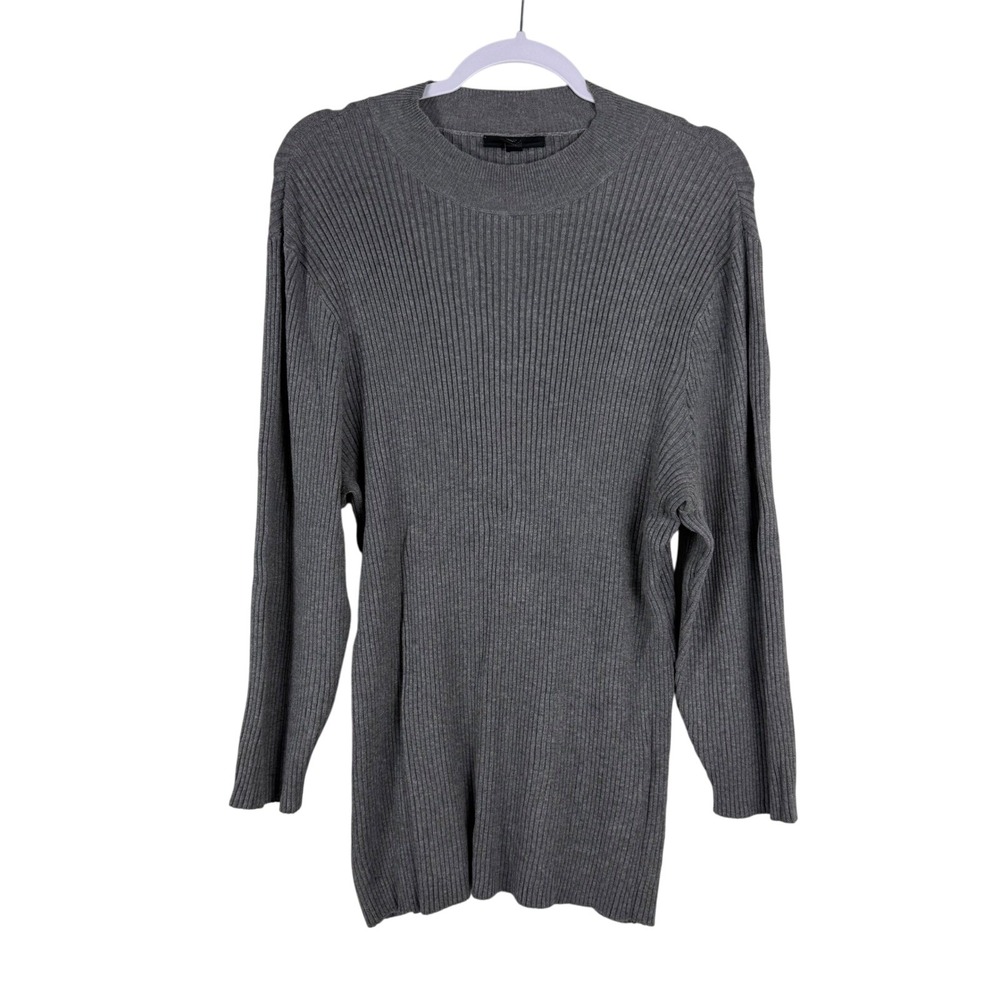 Lane Bryant Ribbed Knit Tunic Sweater‎ Womens Plus Size 18/20 Gray Long Sleeve